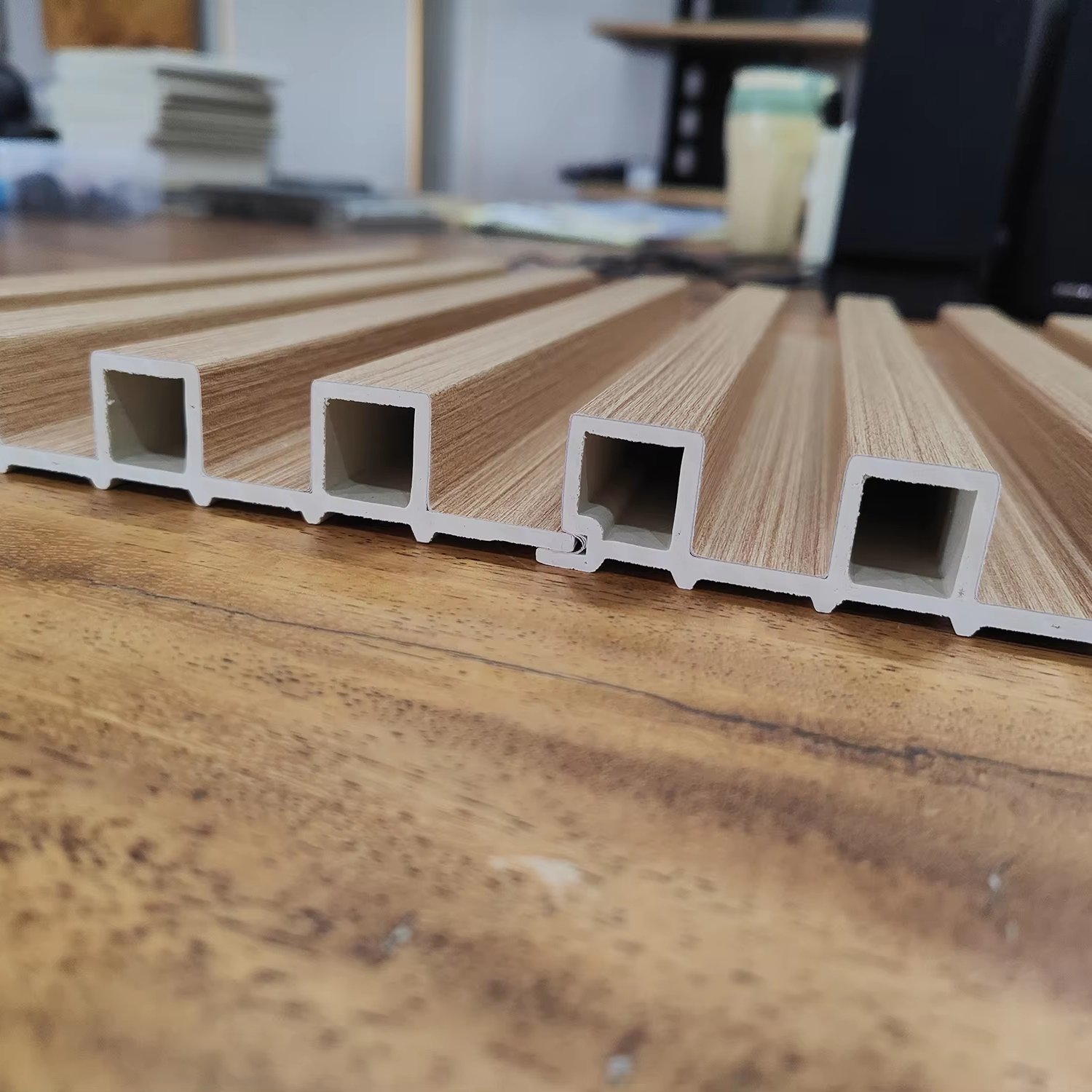 wpc wall panels China production 160*24*2900 grille wall board Other board 3d wpc fluted decorative interior wall panels