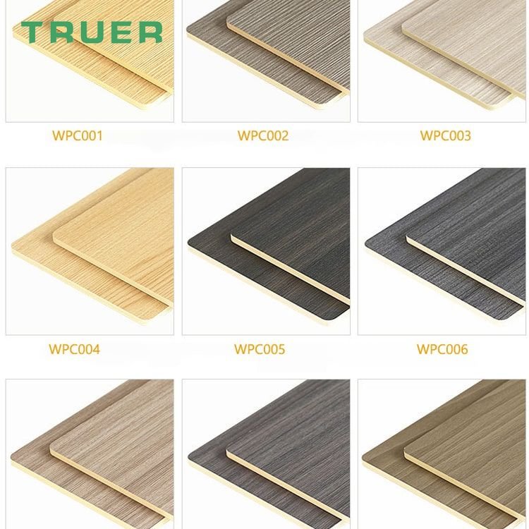 WPC PVC Foam board interior decorative Fireproof TV wall panelsboard cladding wood veneer laminated wall panel