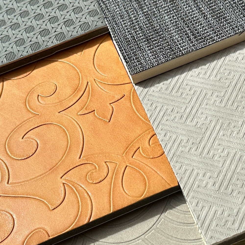 Interior Hotel Decoration Wall Panel 3D Leather PVC Panel in Carbon Gold Fireproof 3D Leather Wall Panel