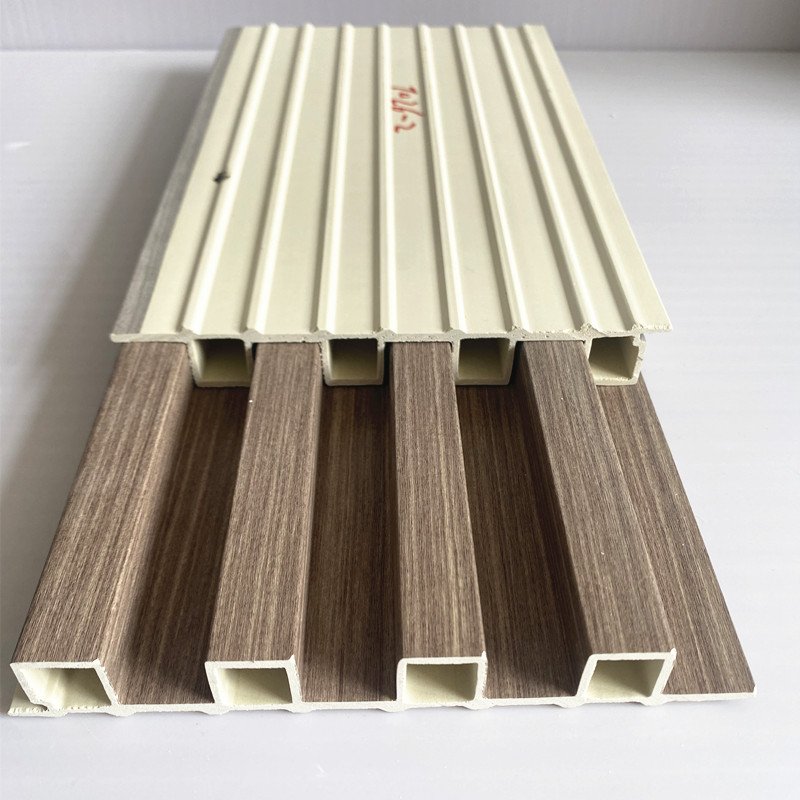 Manufacturer Wooden Grains Laminated Pvc WPC Wall Cladding Board Home interior WPC Fluted Wall Panel