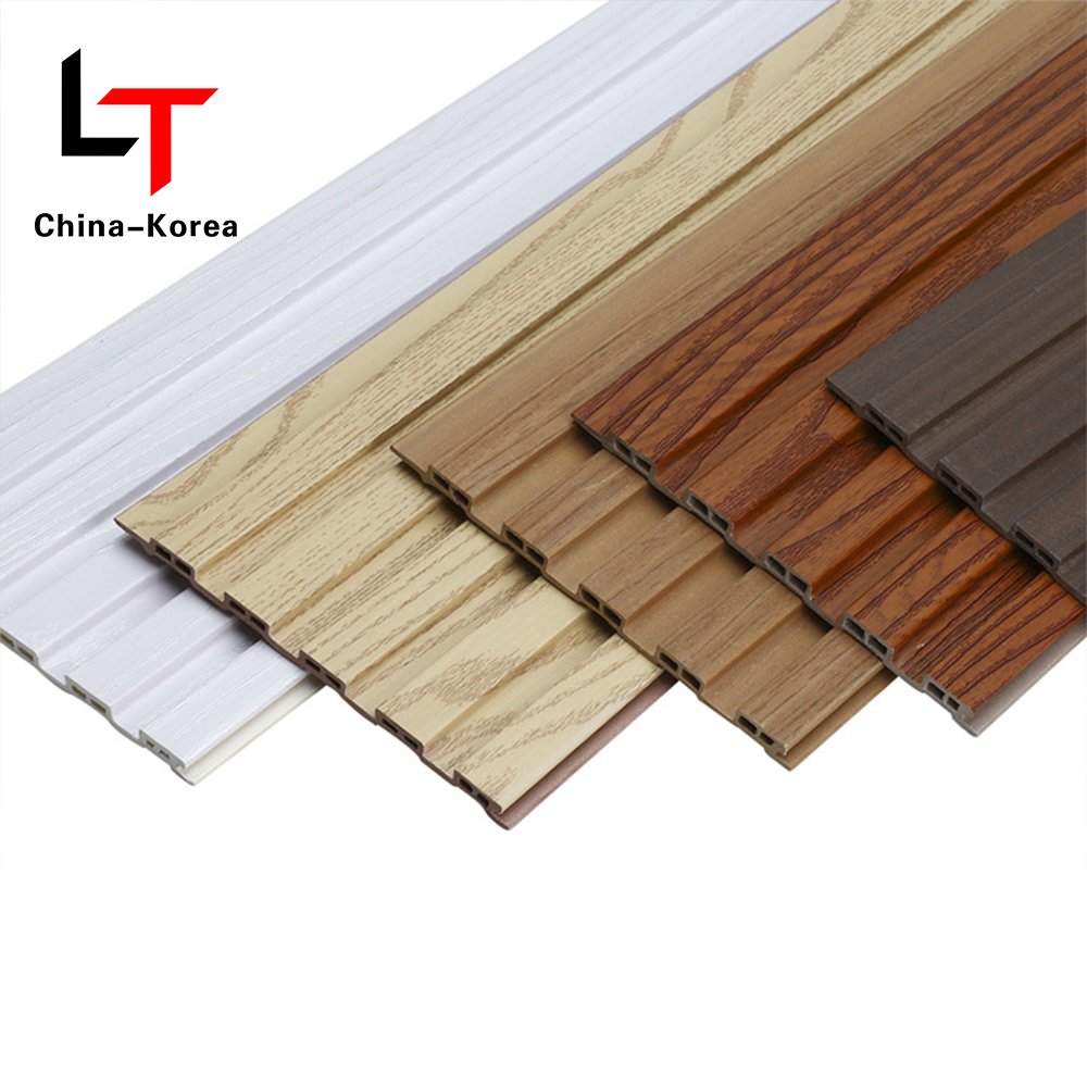 LT Reasonable Price Fireproof Slat 3D Vinyl Cladding WPC Fluted Wall Panel Oak Texture Luxury Wall Board For Home Decoration