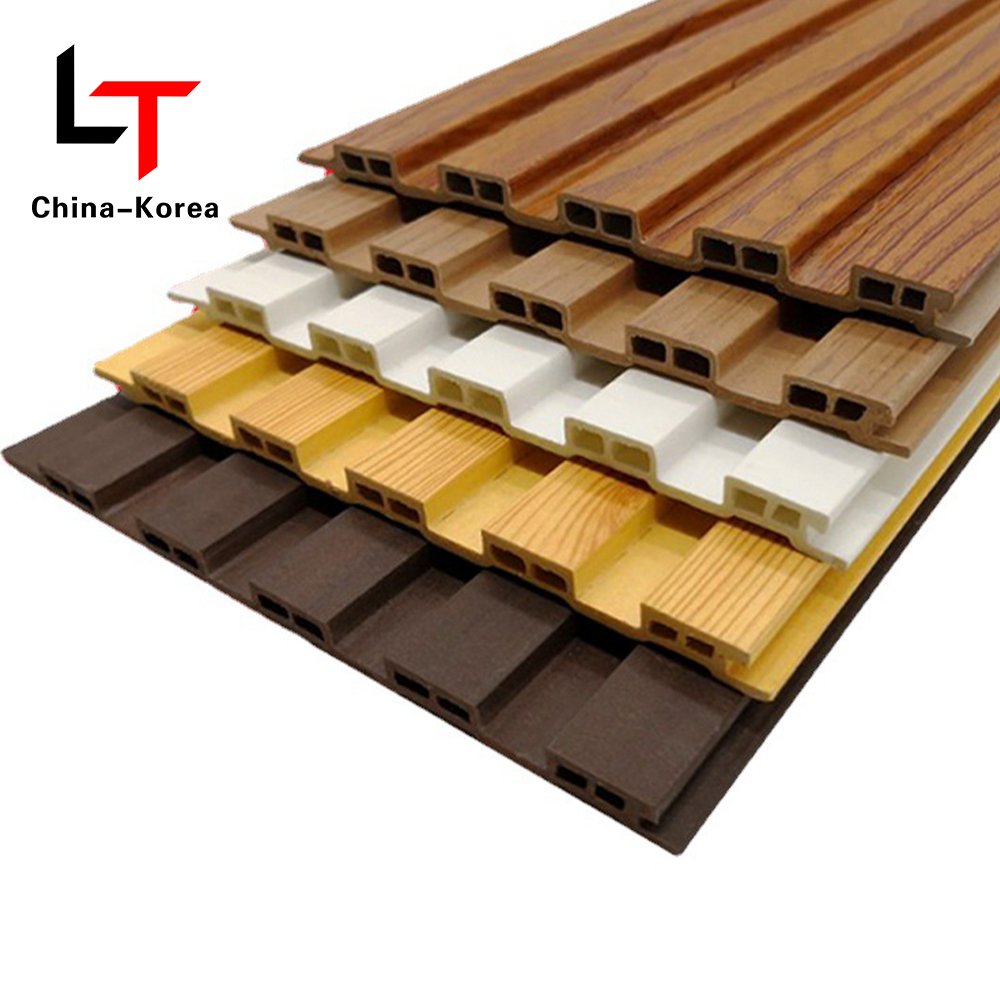 LT Reasonable Price Fireproof Slat 3D Vinyl Cladding WPC Fluted Wall Panel Oak Texture Luxury Wall Board For Home Decoration