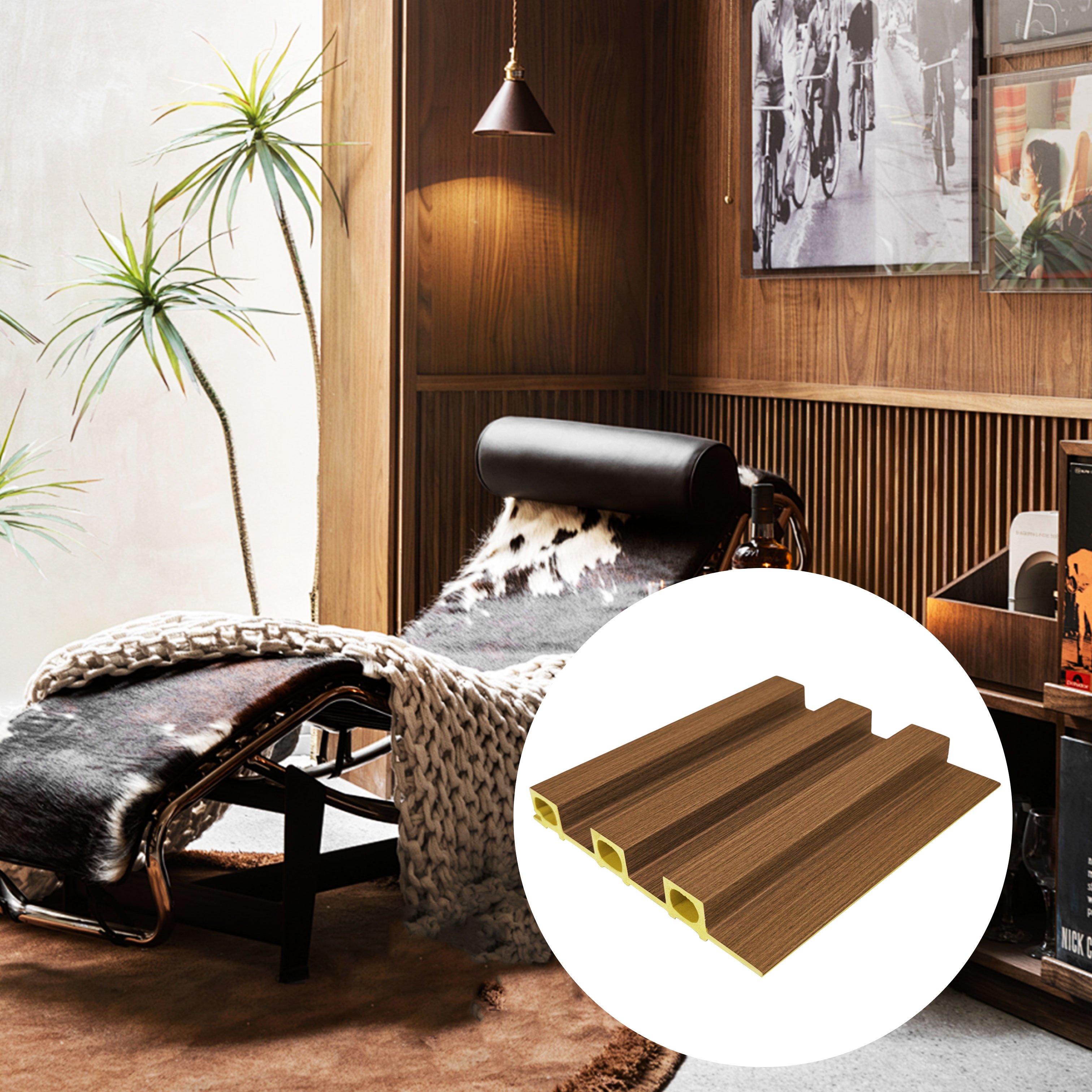 Reasonable Price Low Price 3D Wood Veneer Fluted Cladding Wpc Decor Wall Panel Board For Indoor Tv Background Wall Decoration