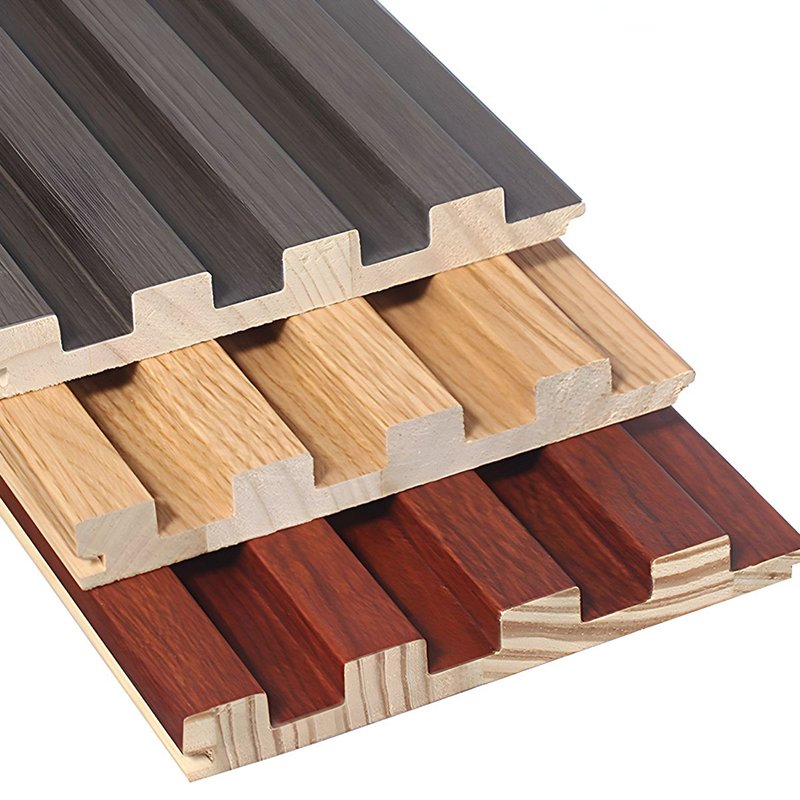 Aesthetic Art Indoor Carved Fluted mdf Walnut Real Solid Wood Slat Shiplap Paneling Board Panels for Walls Wainscot TV Office
