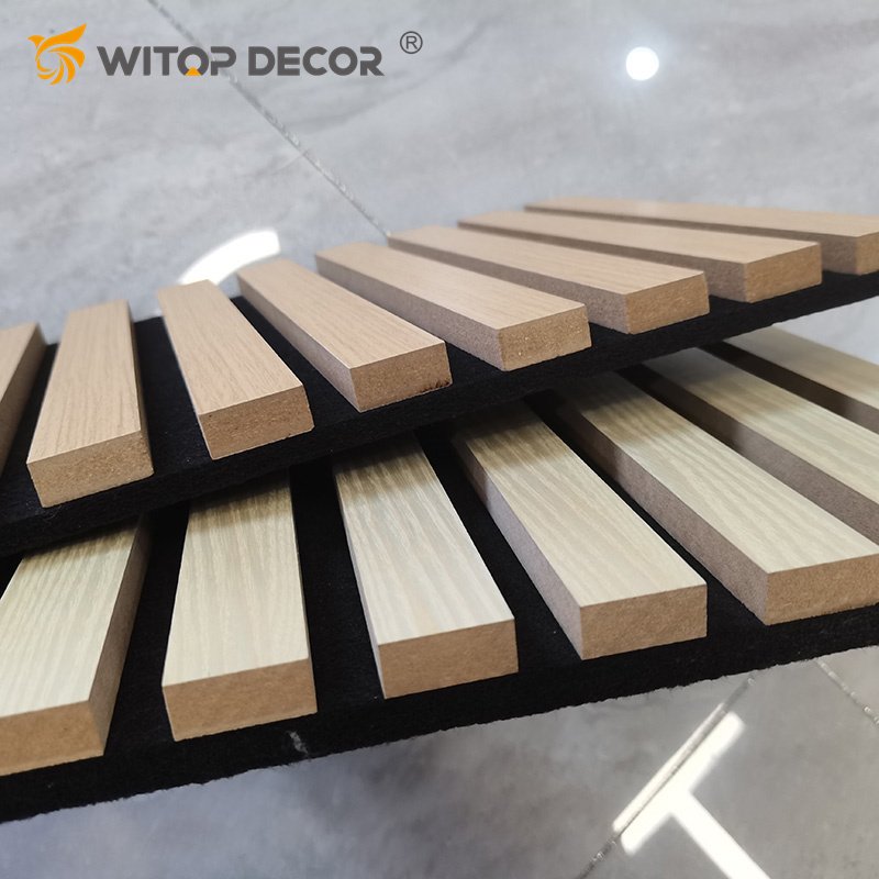 Slat Natural Walnut Wood Board Polyester Fiber Acoustic Panels MDF Soundproof Material Wooden Wall