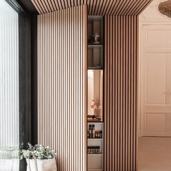 Slat Natural Walnut Wood Board Polyester Fiber Acoustic Panels MDF Soundproof Material Wooden Wall