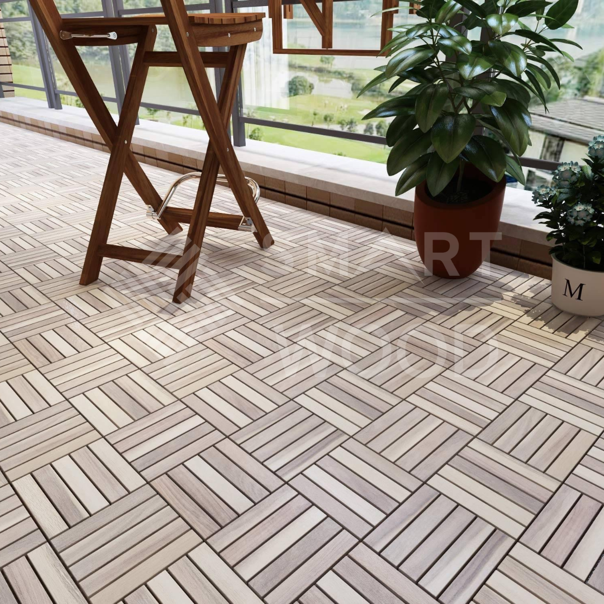 WPC DECKING TILE PLASTIC COMPOSITE BEST SELLING ACACIA OUTDOOR DECKING TILES 300X300X8/12/15MM FROM SMARTWOOD