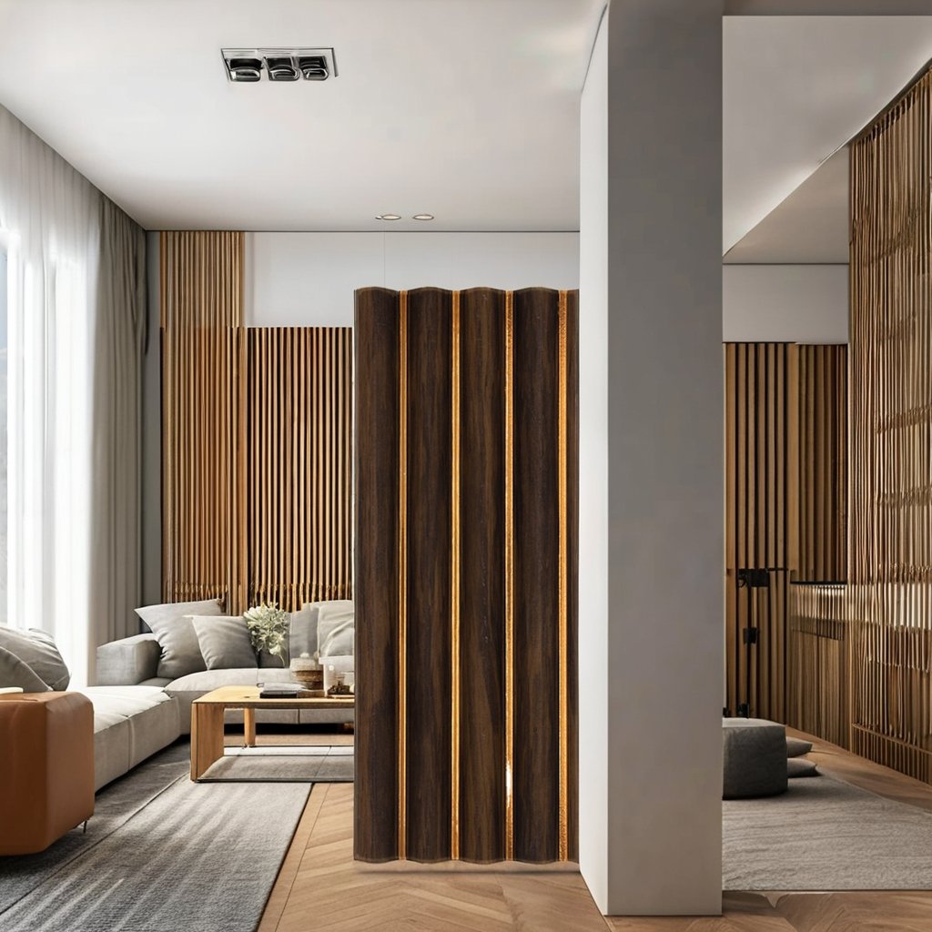 Hottest Eco-Friendly Easy Installation Wall Decoration 1-Year Warranty Plastic PS Wall Panel with Charcoal Louvers for Hotels