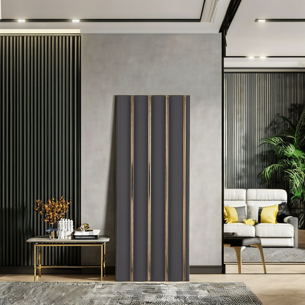 Hottest Eco-Friendly Easy Installation Wall Decoration 1-Year Warranty Plastic PS Wall Panel with Charcoal Louvers for Hotels