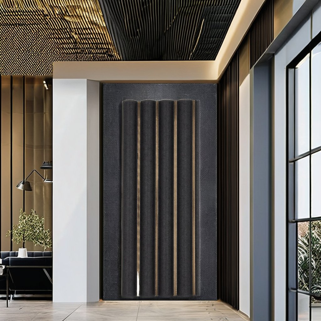 Hottest Eco-Friendly Easy Installation Wall Decoration 1-Year Warranty Plastic PS Wall Panel with Charcoal Louvers for Hotels