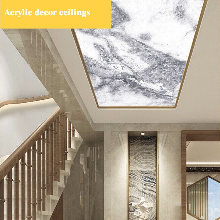 texture Laminated acrylic Ceiling panel Custom size lamina artificial de marmol plastic marble board acrylic Decorative Board