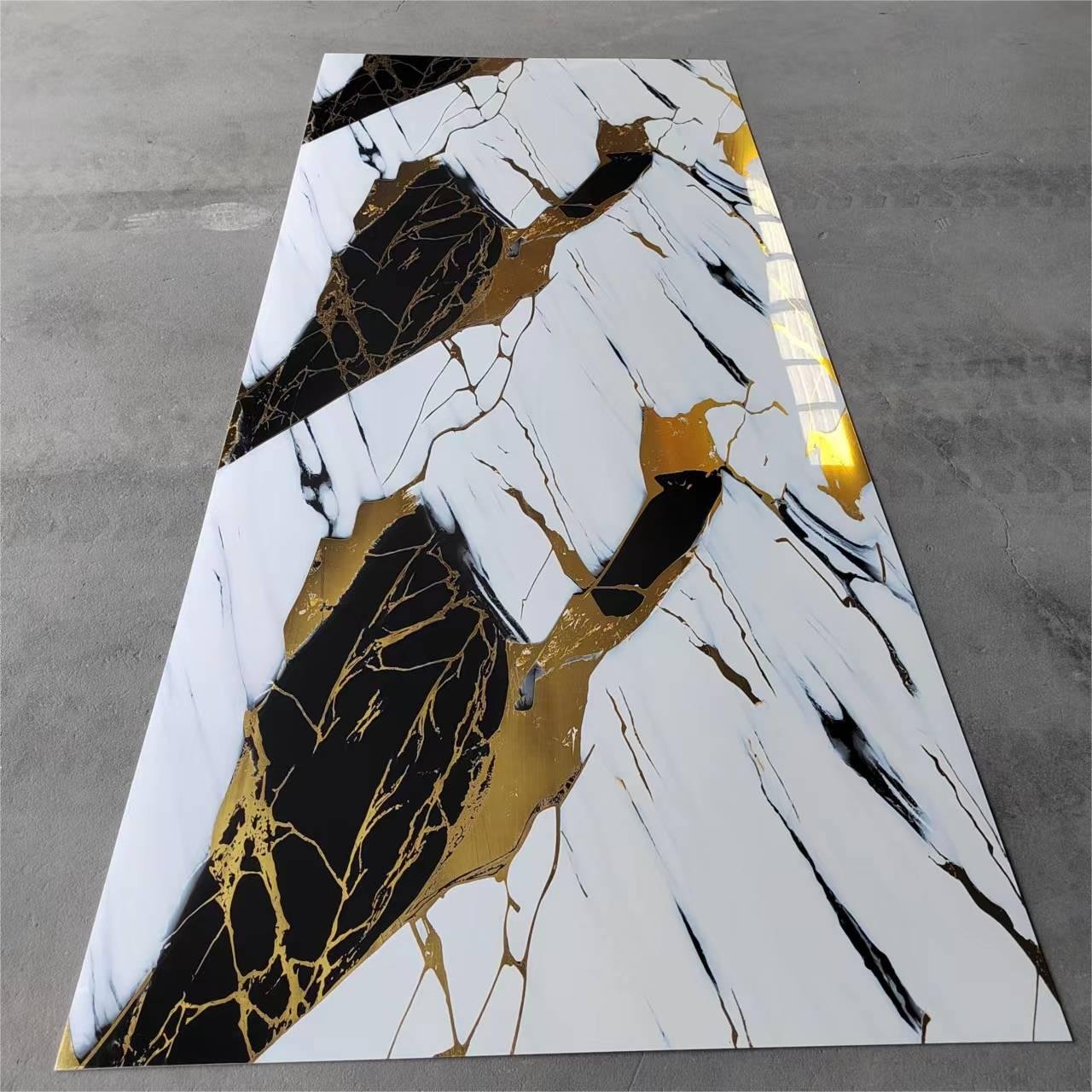 Hot sale Gilded design UV marble Board Wholesale PVC Wall Panel Engineering interior Decorative uv waterproof marble sheet