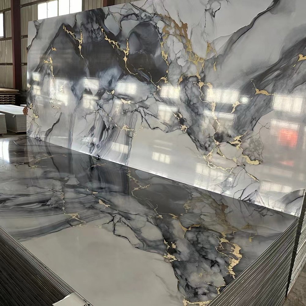 1220*2440mm 3D Printing PVC Marble Sheet Construction Decoration Glossy Board with CE ISO for Wall Panels