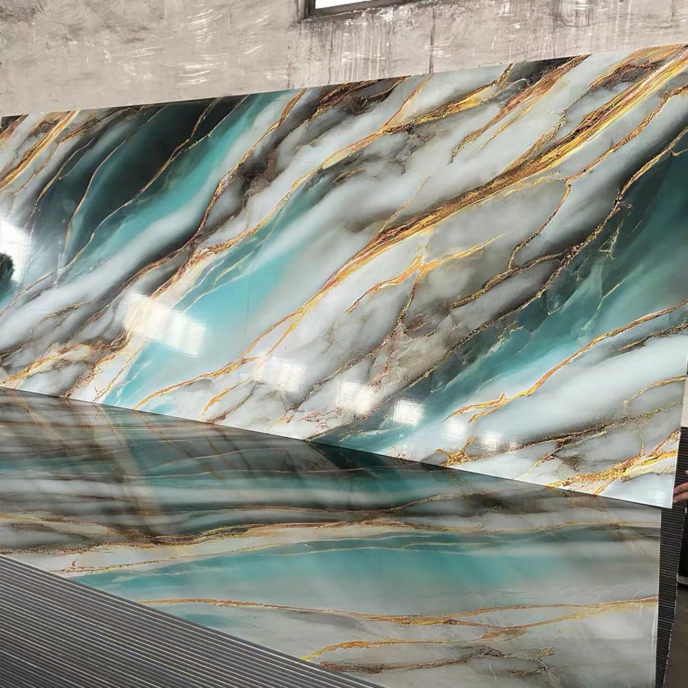 1220*2440mm 3D Printing PVC Marble Sheet Construction Decoration Glossy Board with CE ISO for Wall Panels