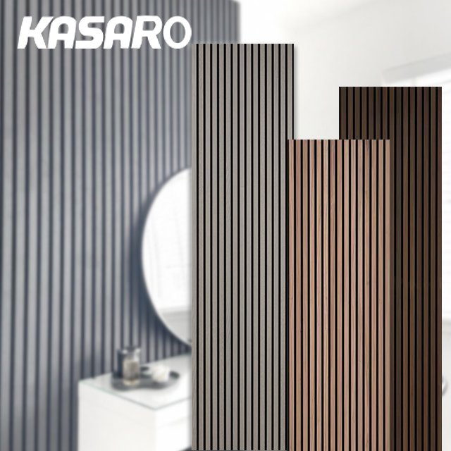 KASARO Factory Mdf Sound Absorption Wooden Decorative Acoustic Interior Slat Headboard Wall Panels And Boards Veneer Wood Panel