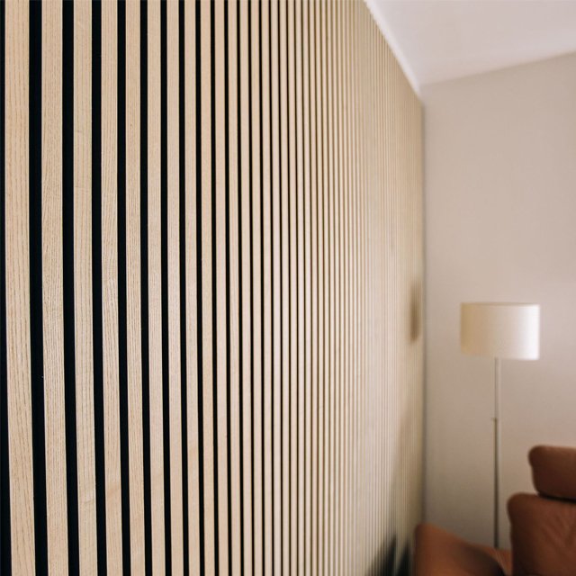 KASARO Factory Mdf Sound Absorption Wooden Decorative Acoustic Interior Slat Headboard Wall Panels And Boards Veneer Wood Panel