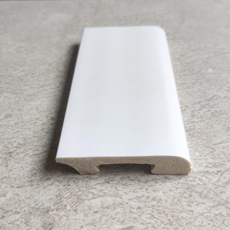 Simple White 100mm 10cm Plastic Kitchen Skirting Plinth Baseboard Primed Base Molding Skirting Board for Houses