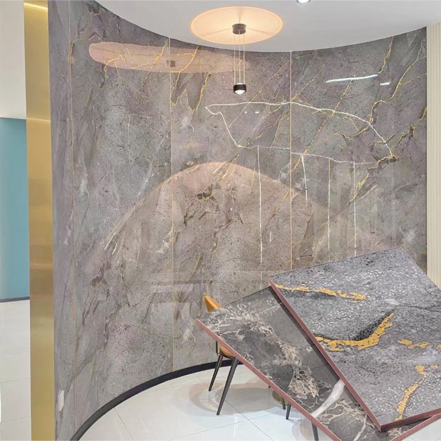 Pink wall panel new material PVC UV marble red rock board for wall decoration bamboo charcoal board