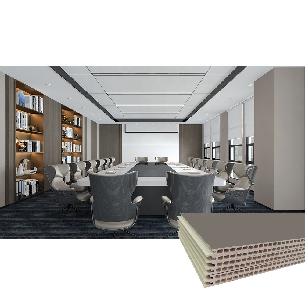 Eco-friendly soundproof fireproof bamboo fiber cement texture decorative wpc wall board