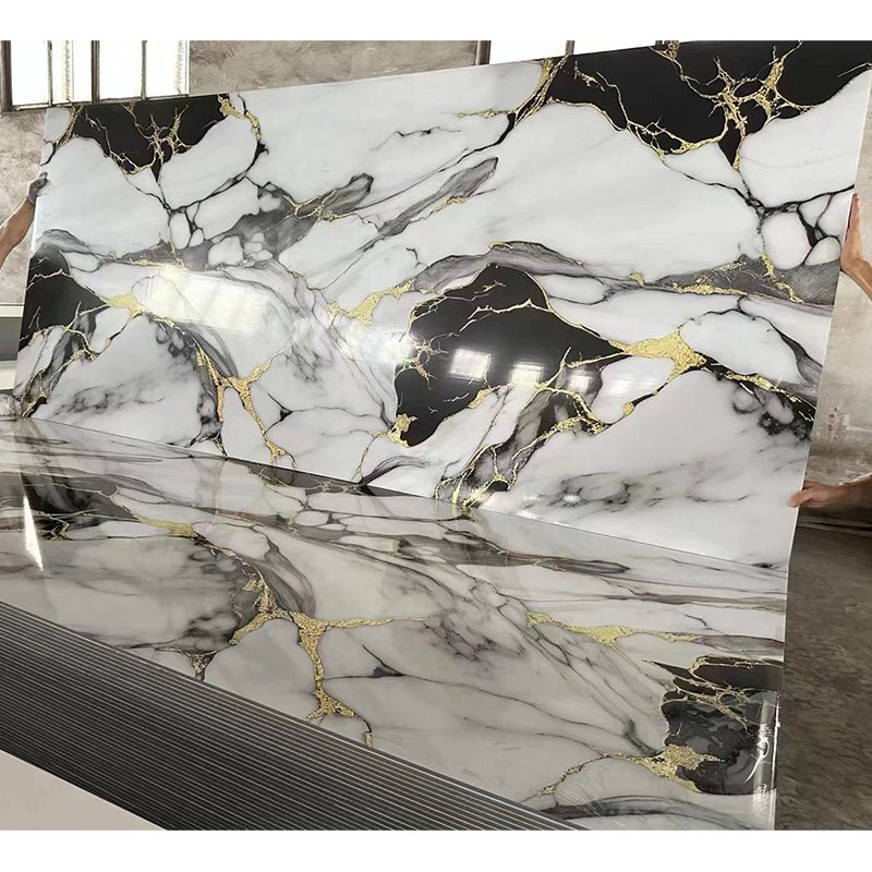Fireproof ceiling PVC easy installation light luxury PVC board fireproof panel wall cladding wallboard designs marble panel