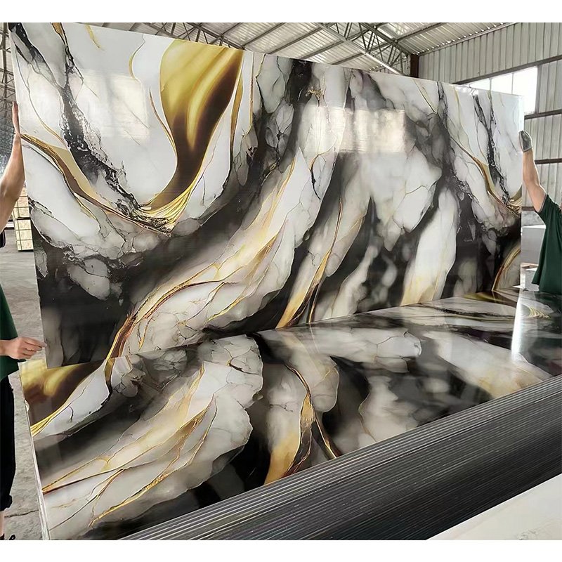 Fireproof ceiling PVC easy installation light luxury PVC board fireproof panel wall cladding wallboard designs marble panel