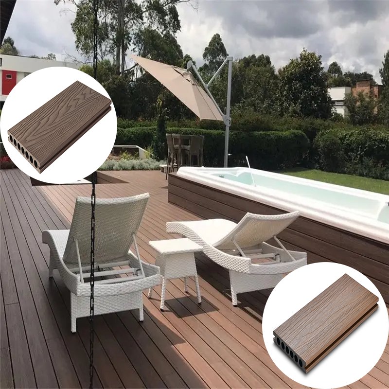 Outdoor WPC Composite Decking Boards Engineered Wood Flooring Decking Non-slip Patio Garden Flooring Plank WPC Decking Tiles