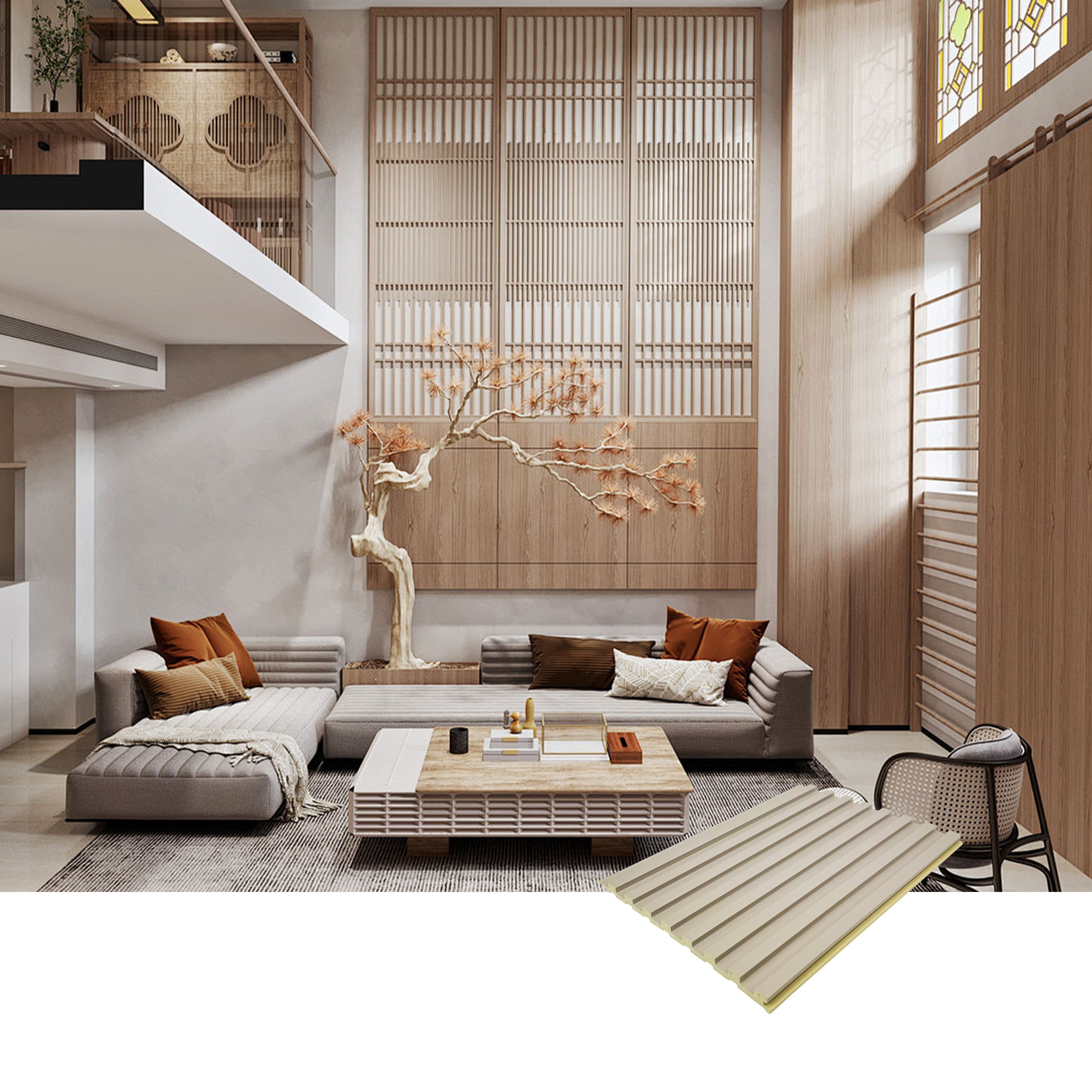 Reasonable Price Low Price 3D Wood Veneer Fluted Cladding Wpc Decor Wall Panel Board For Indoor Tv Background Wall Decoration