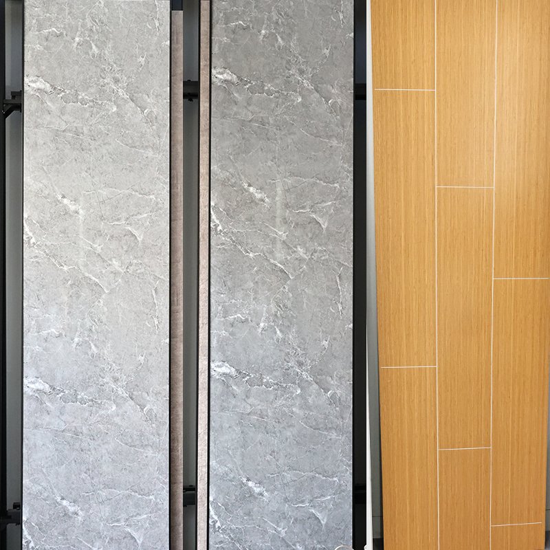 "JI Hotel" same style wood grain SPC wall panel seamless locking waterproof interior decoration board for bathroom