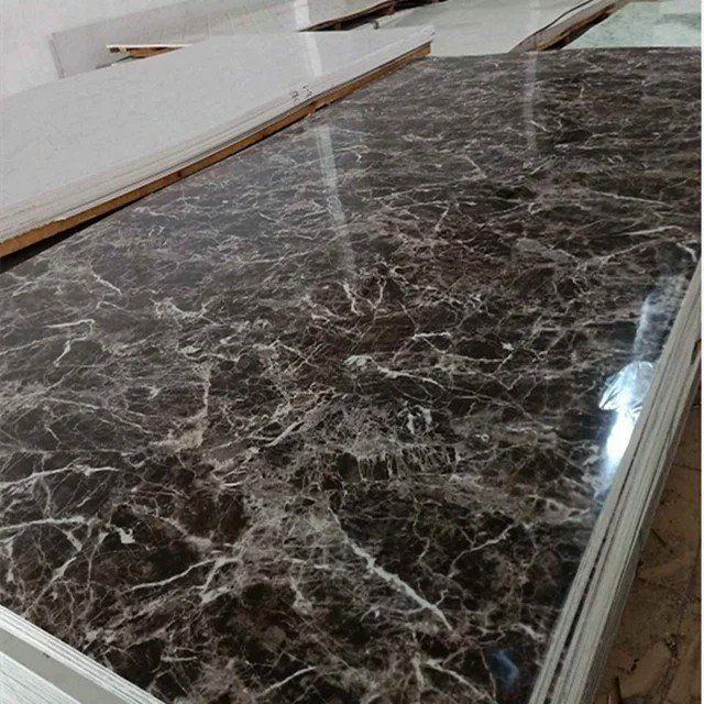 China factory new design Modern high gloss Marble Sheet Marble Alternative Panel 3mm PVC UV Board For Indoor Wall Decoration