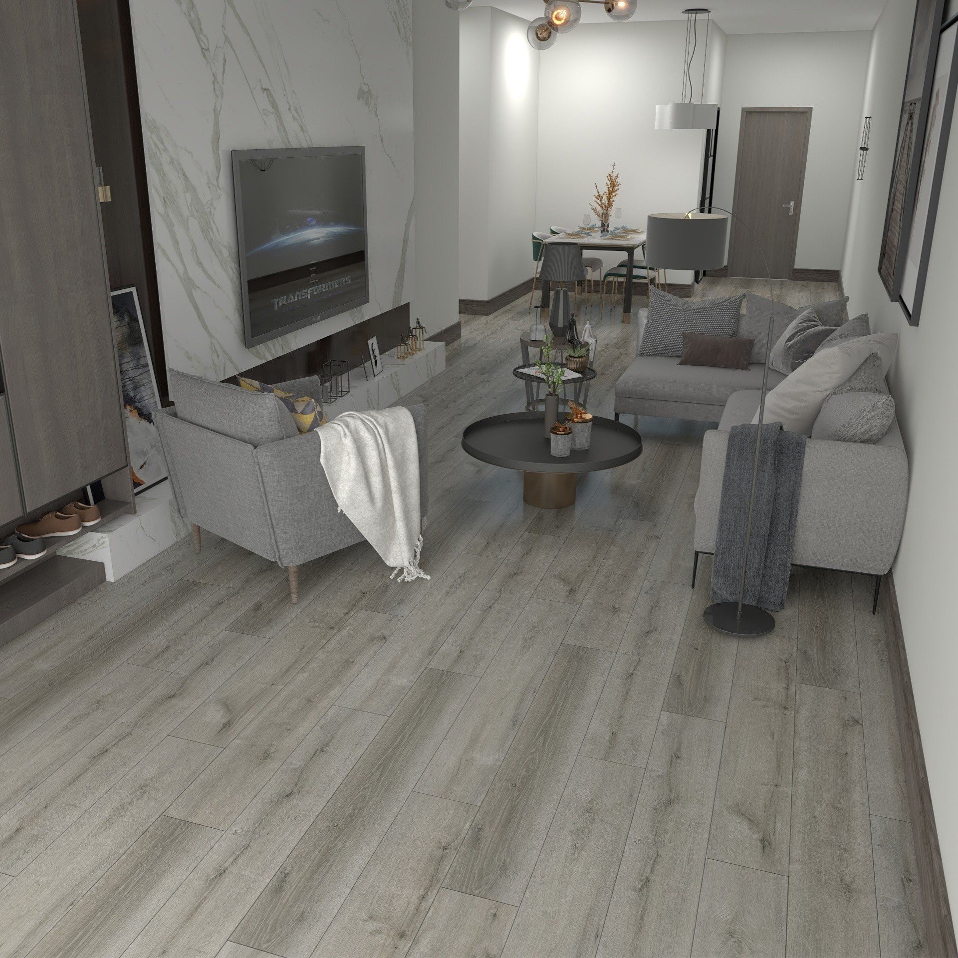 Factory Price SPC Flooring Non-Slip Vinyl Plank with Interlocking Click Lock PV Marble Design Style for Indoor Use for Garages