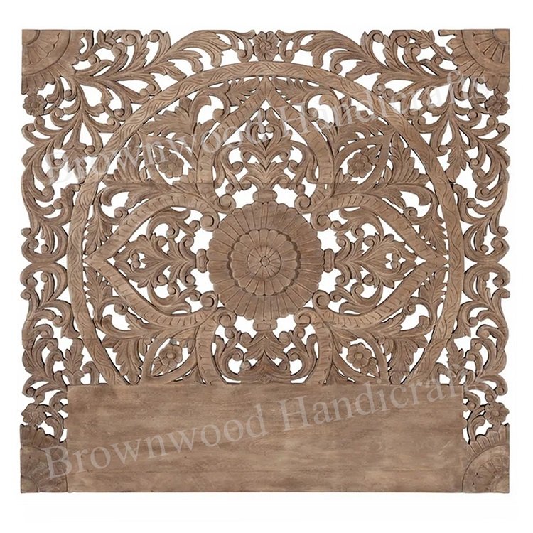 Top Quality Wholesale Supply 160 X 160 cm Mango Wood Carved Bed Head Board Wall Panel at Competitive Price