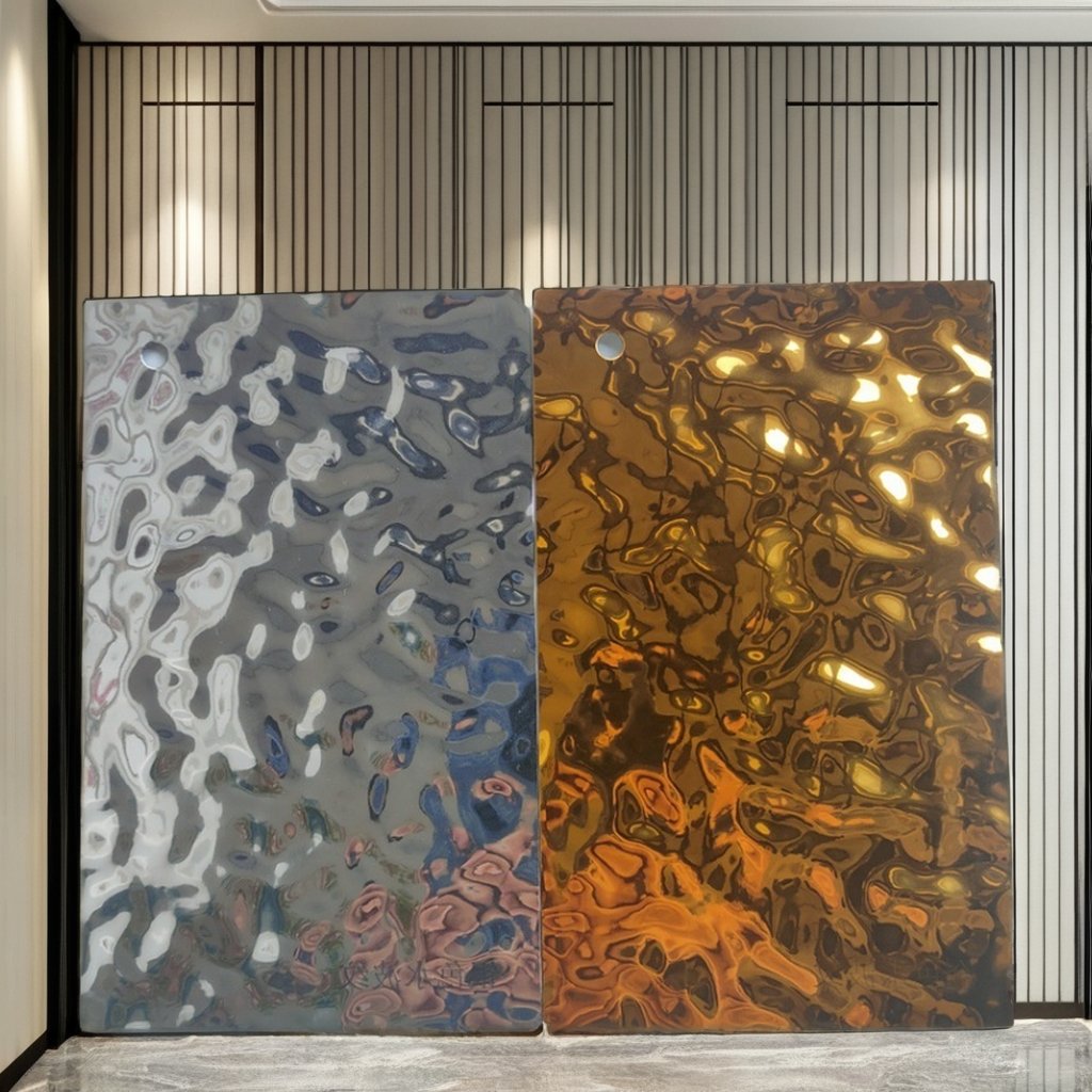 Factory PVC Wall Cladding Modern Carbon Crystal Plate Metal Water Ripple Design for Hotel Applications
