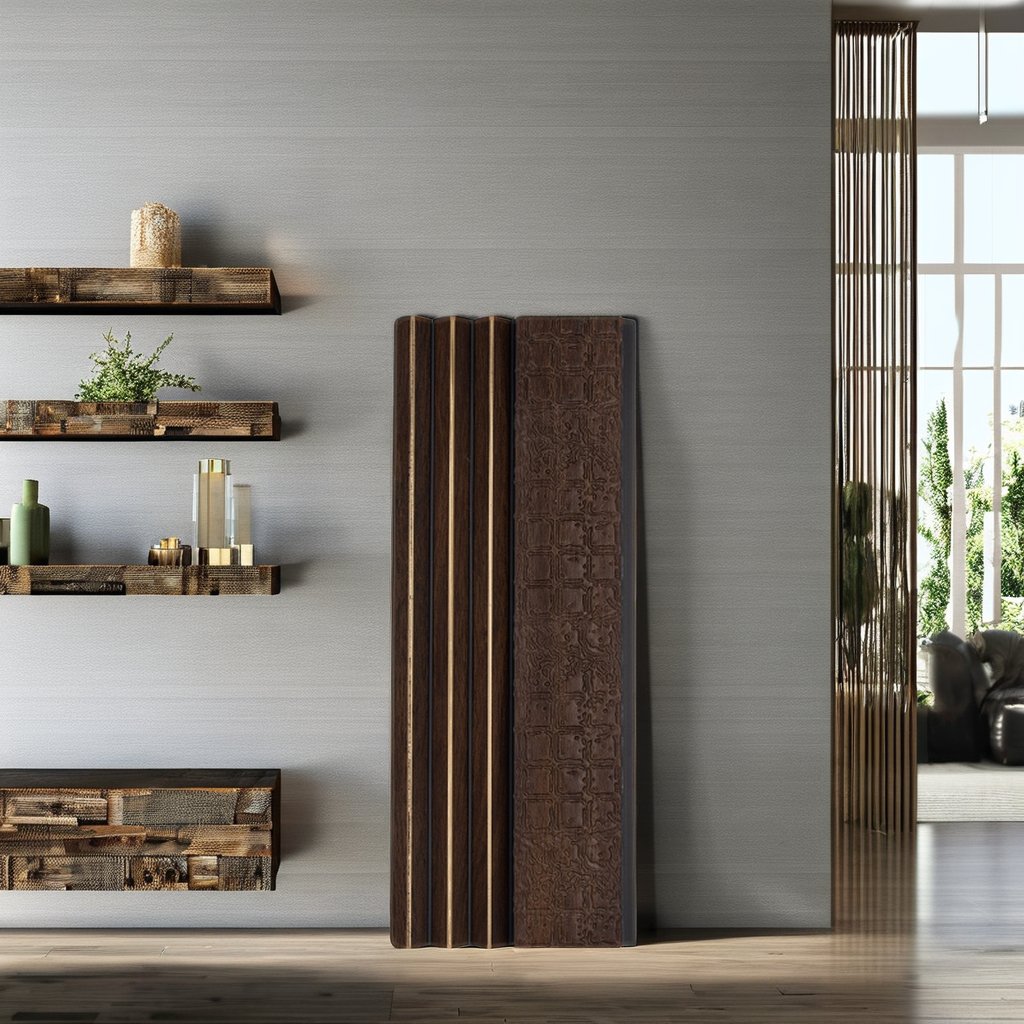 Hottest Eco-Friendly Easy Installation Wall Decoration PS Wall Panel Charcoal Louvers Indoor Hotel Office Bamboo 1-Year