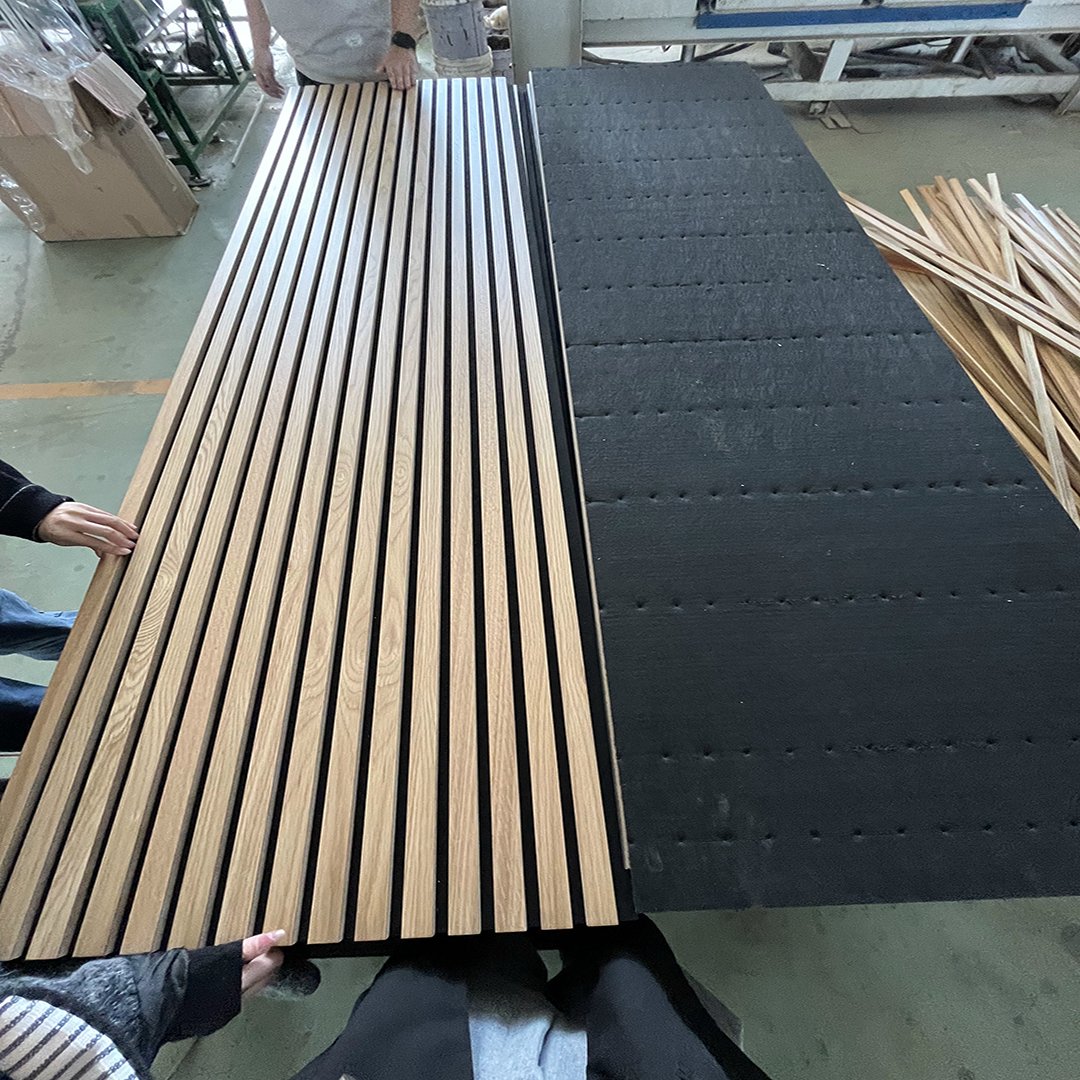KASARO Decorative Wall boards Wood Soundproof Wall Slat Wood Felt Acoustic Panel For SuperMarket Decoration