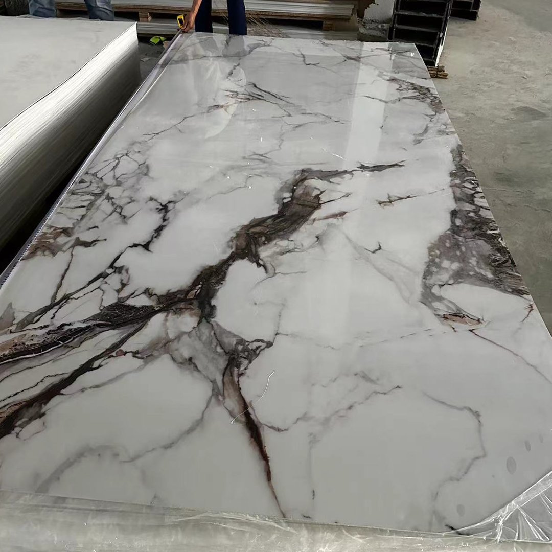 Tiptop factory flexible High glossy Waterproof Pvc Marble Sheet Marble Alternative Panel 2.5 3mm Pvc Uv Sheet pvc marble sheet