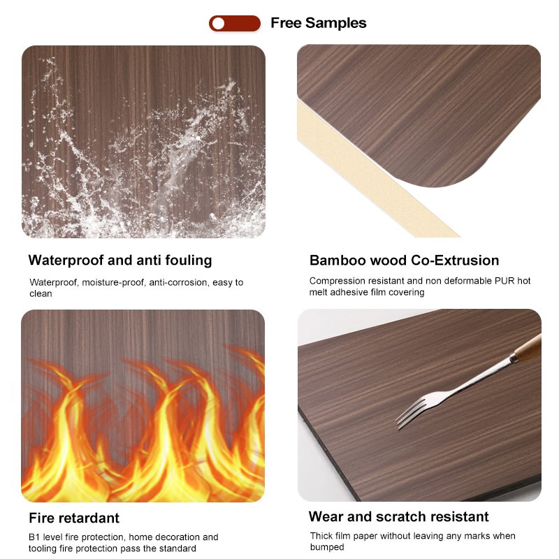 Bamboo charcoal wood veneer Wood grain wall panel PVC Wall board Interior decoration background wall