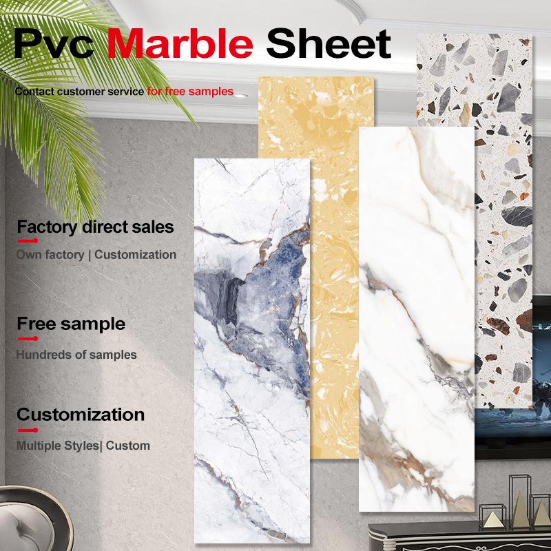 Feel free to create shapes Plastic profile waterproof marble pvc sheet wall panel marble panel