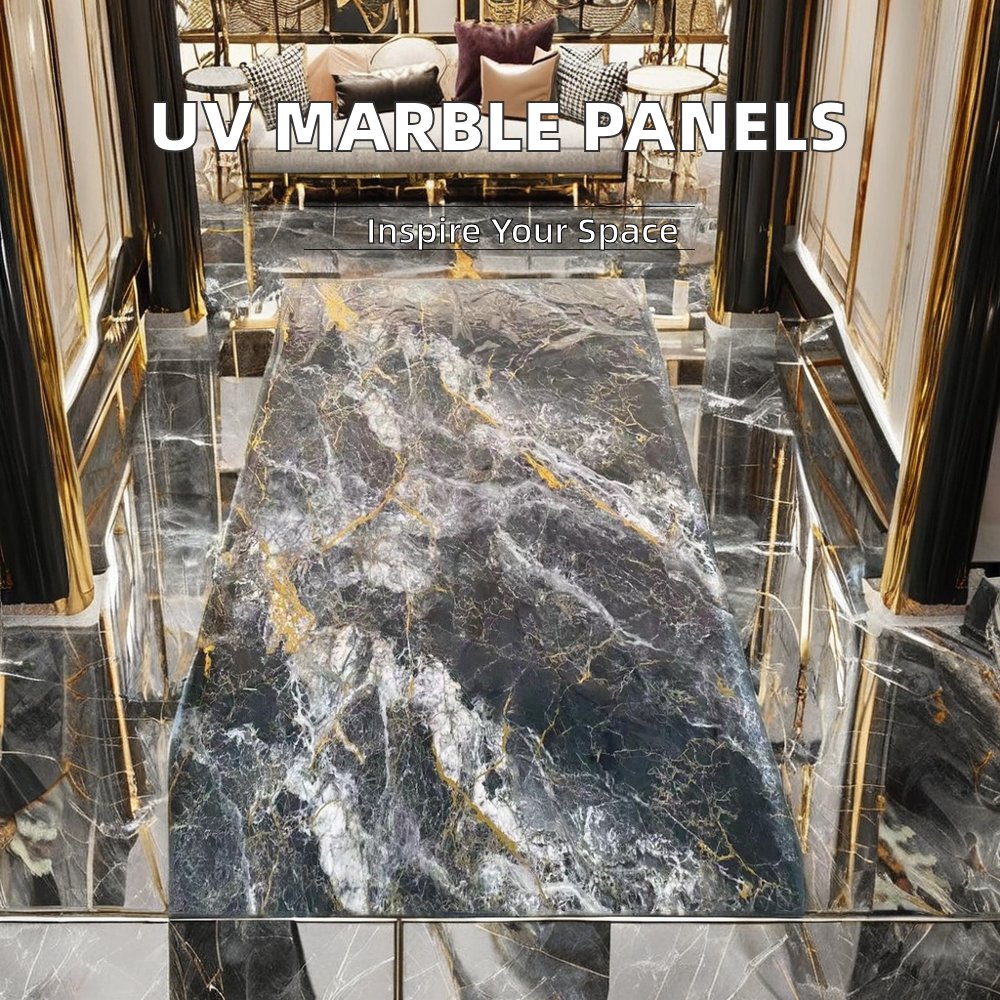 Modern Damask Pattern PVC Wall Panels UV Marble Printed Outdoor Applicable Commercial Wall Boards for Bathroom Commercial Use