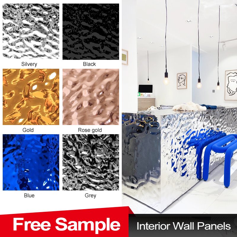 Bamboo Charcoal Wood Veneer Bamboo Wood Fiber Wood Veneer Panel Water Ripple Wall Board 3D Water Ripple Wall Panel