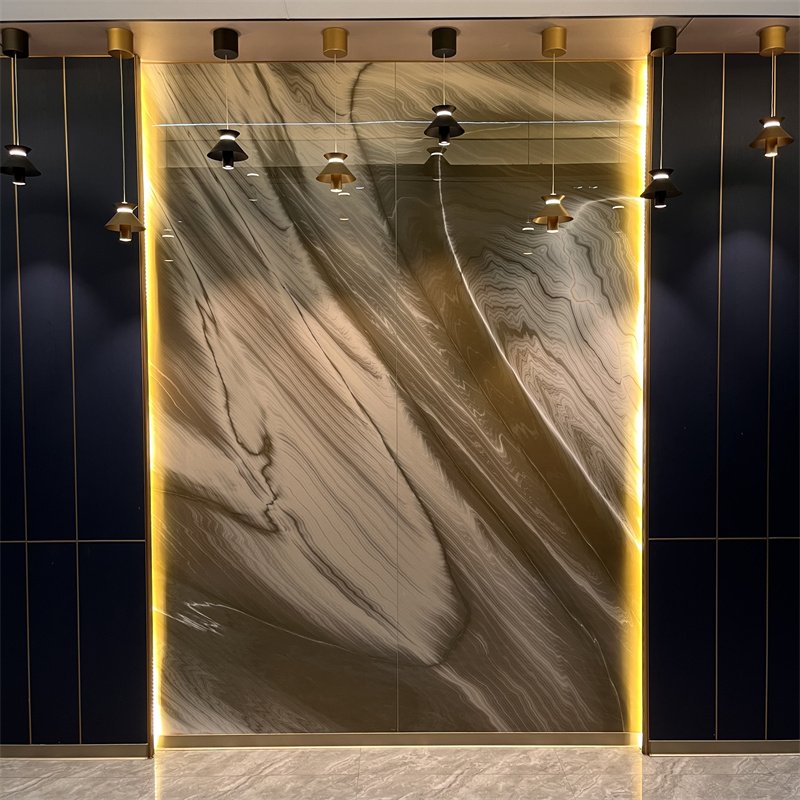 Fast Installment Wall Panel Marble Texture Indoor Decor Carbon Slate High Glossy Marble Board Wall Panel For Living Room Hotel