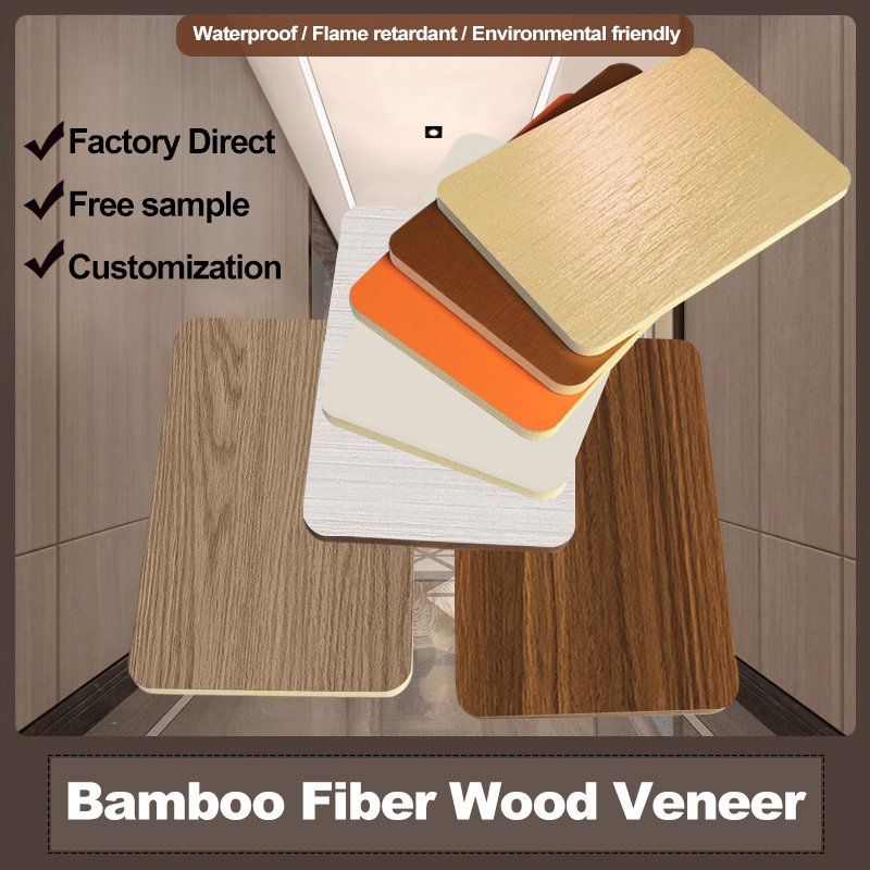 Indoor Decorative Bamboo charcoal wood veneer Board Wood Plastic Composites Wpc PVC Wall Panel