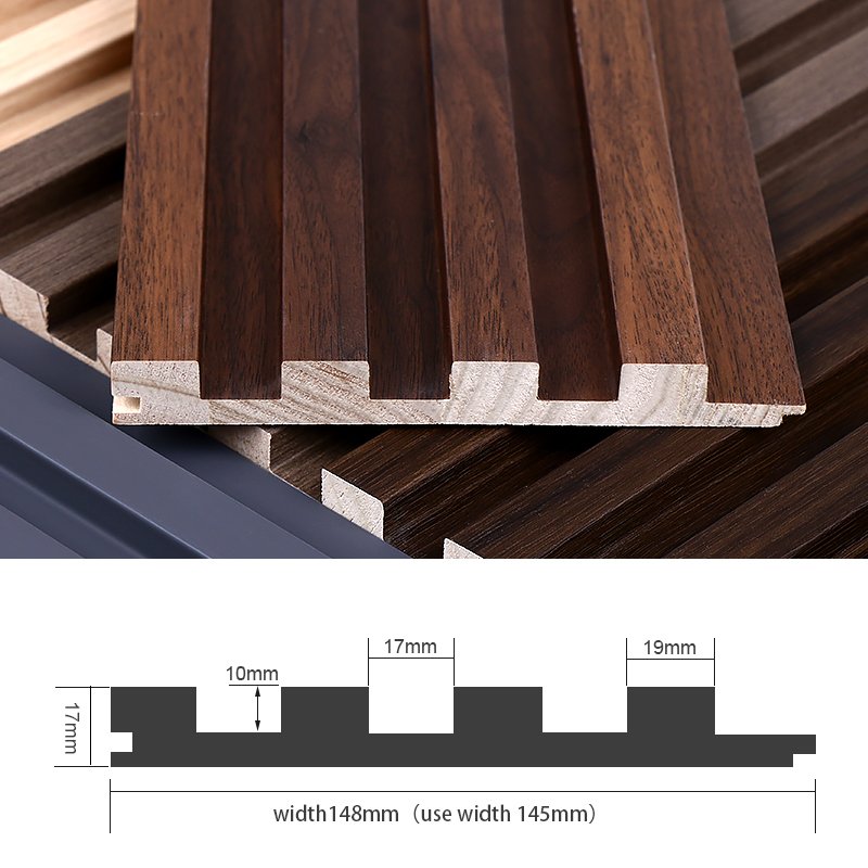 Fluted Solid Wood Grille board Indoor Wood Wall Cladding interior wall decoration 3D Wall Panel