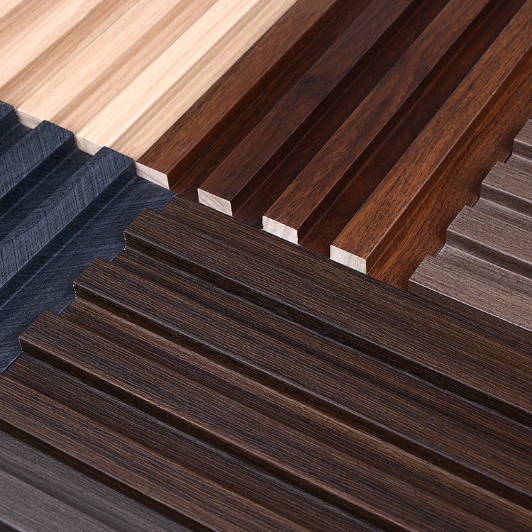 Fluted Solid Wood Grille board Indoor Wood Wall Cladding interior wall decoration 3D Wall Panel