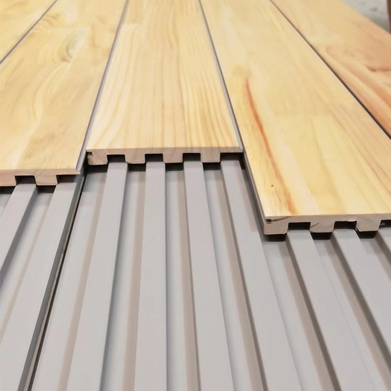 Fluted Solid Wood Grille board Indoor Wood Wall Cladding interior wall decoration 3D Wall Panel