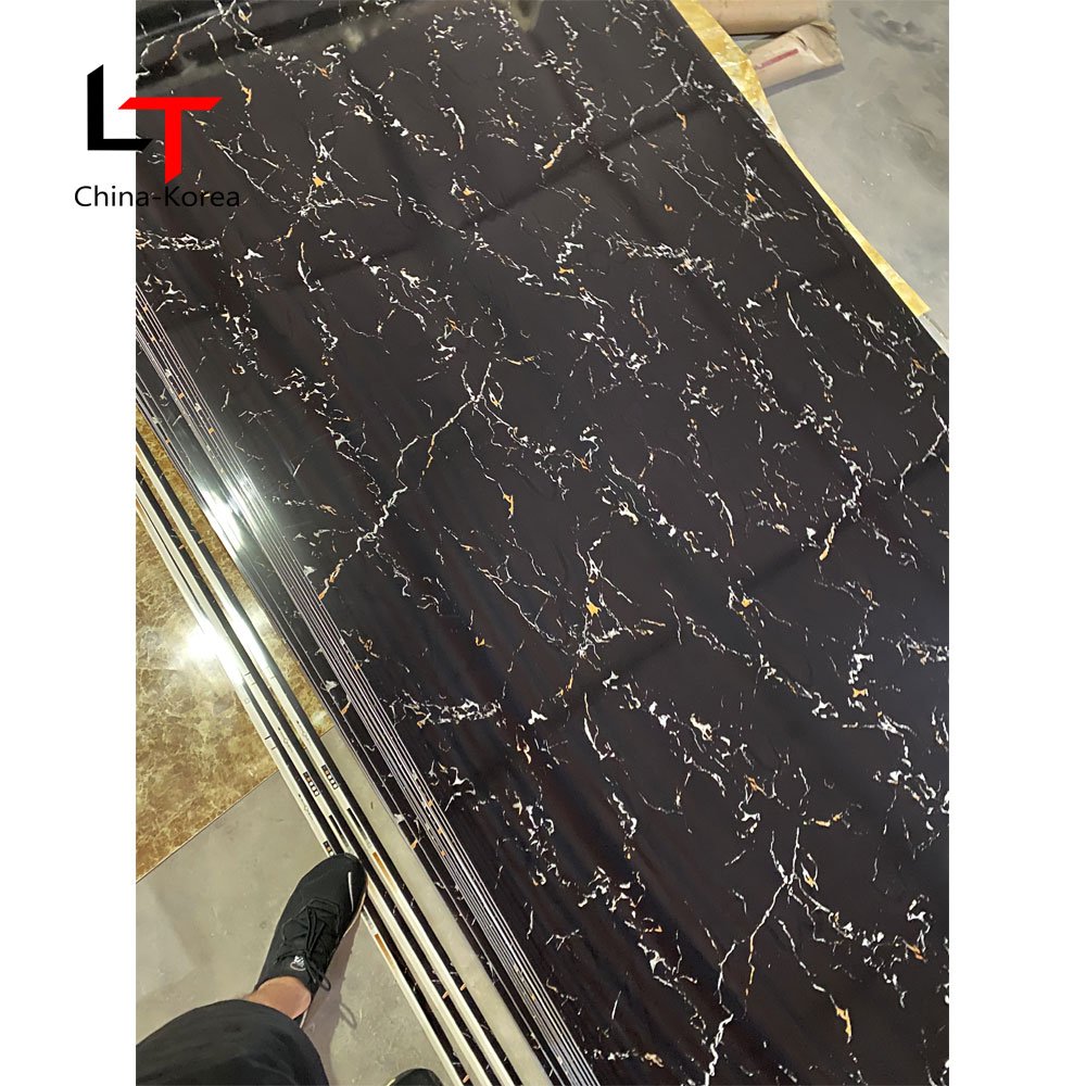 LT High Glossy PVC Decorative Board UV Marble Sheet Factory Serving UV Panel flexible coating plates modern PVC wall panel