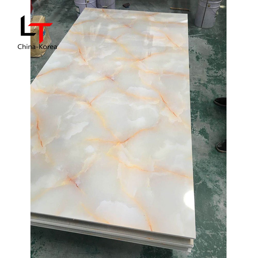 LT High Glossy PVC Decorative Board UV Marble Sheet Factory Serving UV Panel flexible coating plates modern PVC wall panel