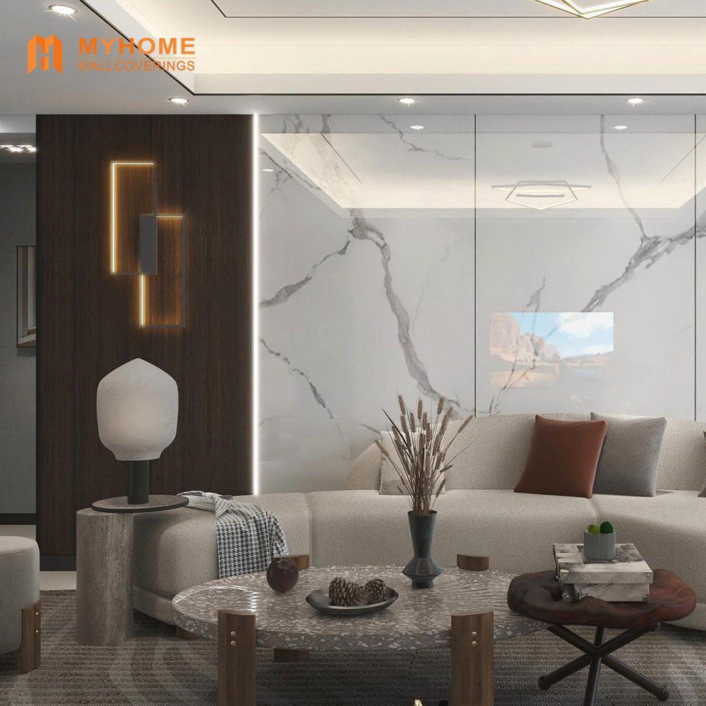 Bamboo Fiber Charcoal Board with PET Film PVC Marble Sheet 3D Printed Bamboo Charcoal Wall Panel