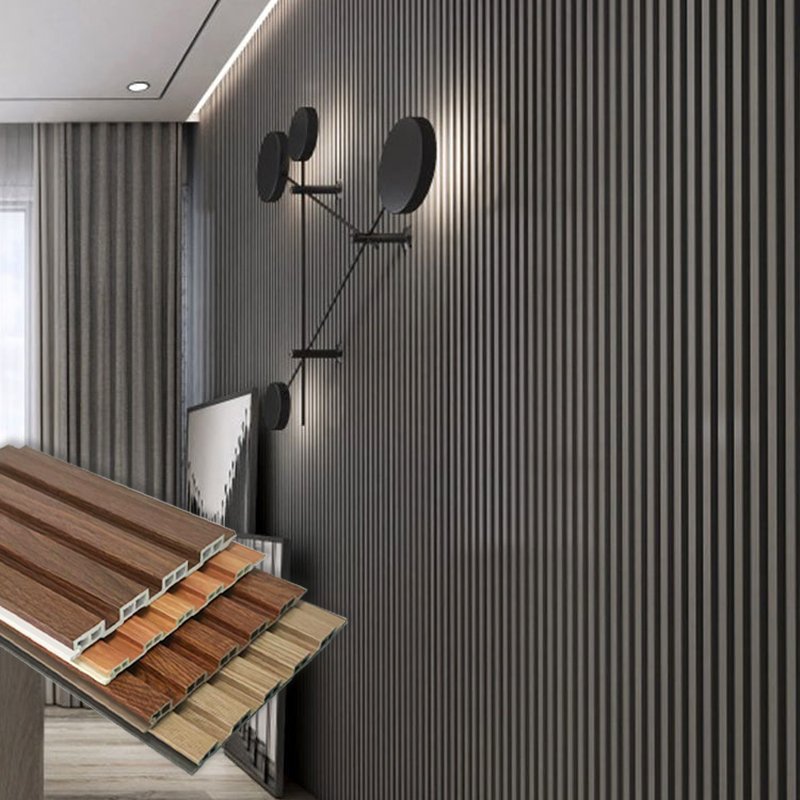 Indoor Ecological Wood Grain wpc pvc wall panels interior Bamboo With LED Light Wall Panel decoration board Concave convex panel