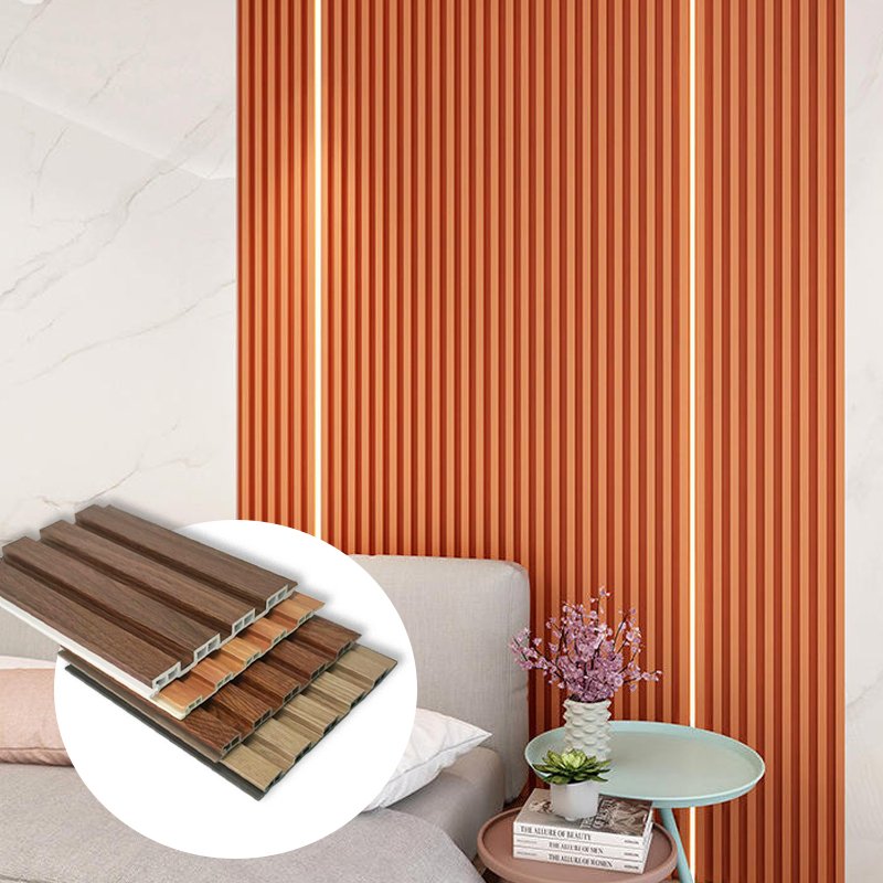 Indoor Ecological Wood Grain wpc pvc wall panels interior Bamboo With LED Light Wall Panel decoration board Concave convex panel