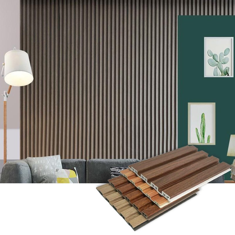 Indoor Ecological Wood Grain wpc pvc wall panels interior Bamboo With LED Light Wall Panel decoration board Concave convex panel